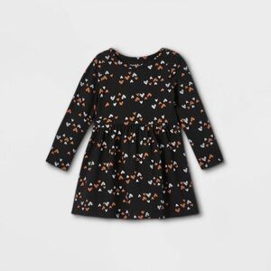 CAT & JACK GIRLS TEIN HEARTS DRESS - BLACK MULTI SIZES (NEW)